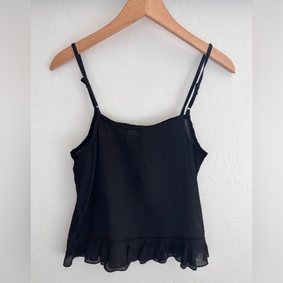 H&M Divided Black Ruffle Hem Tank Top Size 4 - Picture 4 of 6